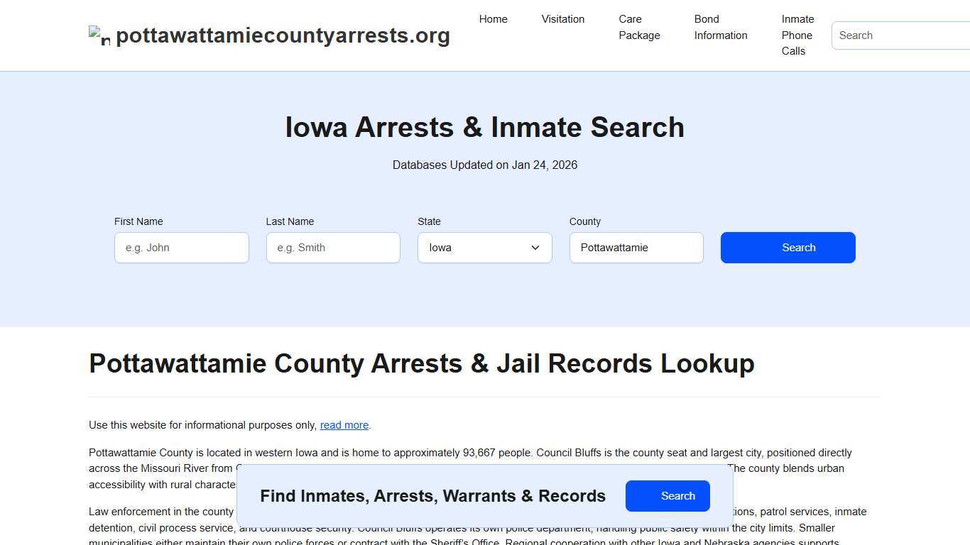 Pottawattamie County, IA Arrests, Warrants, Police Records Search